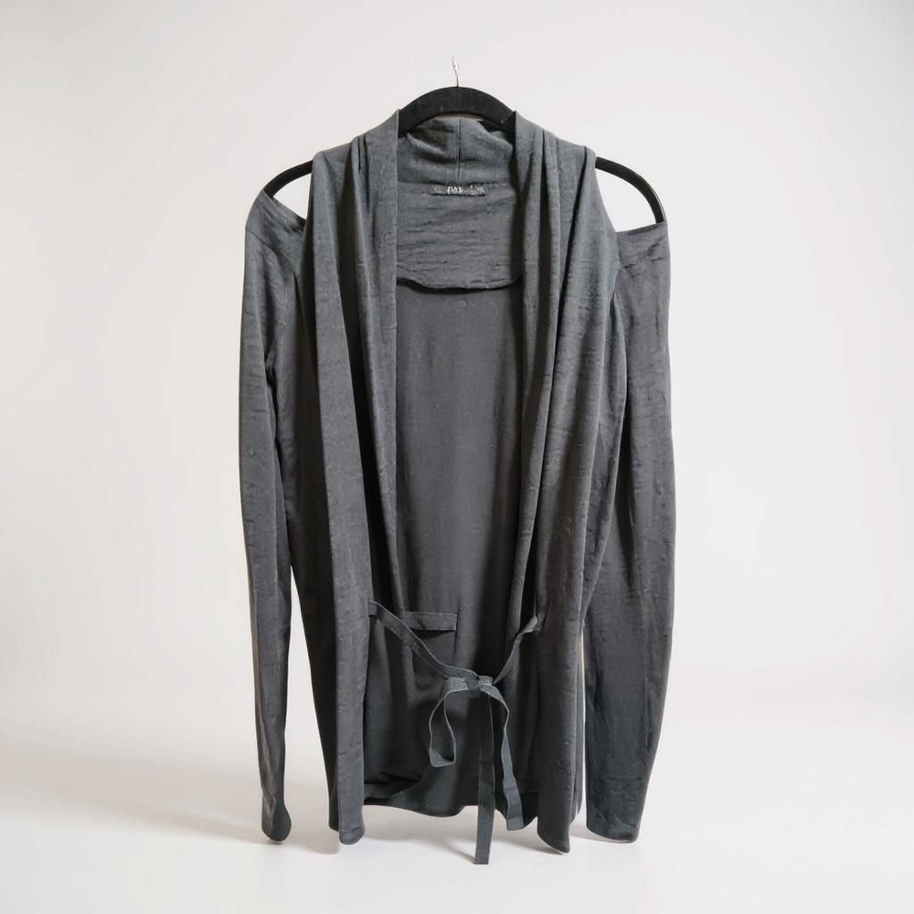COS Chic Unique Open Front Cold Shoulder Cardigan in Black